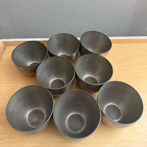 Set of Silver Pewter Metal Punchbowl Cups